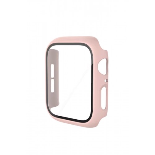 Newface Apple Watch 41mm Camlı Kasa Ekran Koruyucu - Pembe Newface Apple Watch 41mm Camlı Kasa Ekran Koruyucu - Pembe