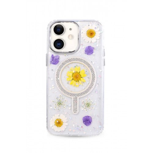 Newface iPhone 11 Flower Magsafe Kapak - Sarı Newface iPhone 11 Flower Magsafe Kapak - Sarı