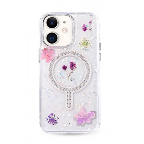 Newface iPhone 11 Flower Magsafe Kapak - Mor Newface iPhone 11 Flower Magsafe Kapak - Mor