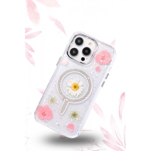 Newface iPhone 11 Flower Magsafe Kapak - Mor Newface iPhone 11 Flower Magsafe Kapak - Mor