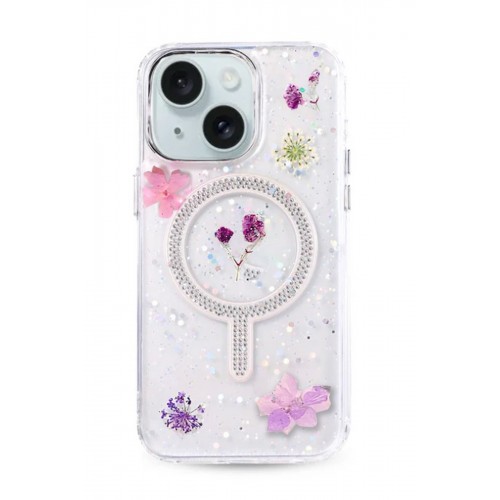 Newface iPhone 13 Flower Magsafe Kapak - Mor Newface iPhone 13 Flower Magsafe Kapak - Mor