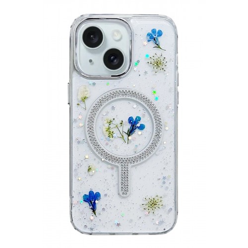 Newface iPhone 14 Flower Magsafe Kapak - Mavi Newface iPhone 14 Flower Magsafe Kapak - Mavi