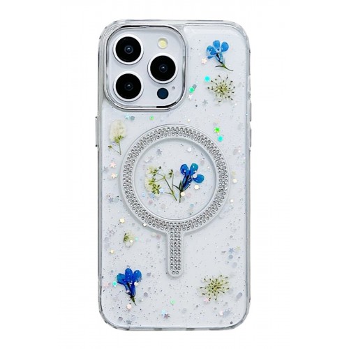 Newface iPhone 14 Pro Flower Magsafe Kapak - Mavi Newface iPhone 14 Pro Flower Magsafe Kapak - Mavi