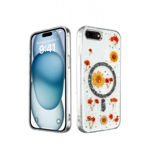 Newface iPhone SE 2020 Kılıf Daisy Simli Magsafe Kapak - Siyah