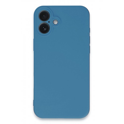 Newface iPhone 16 Plus Kılıf Nano içi Kadife Silikon - Mavi
