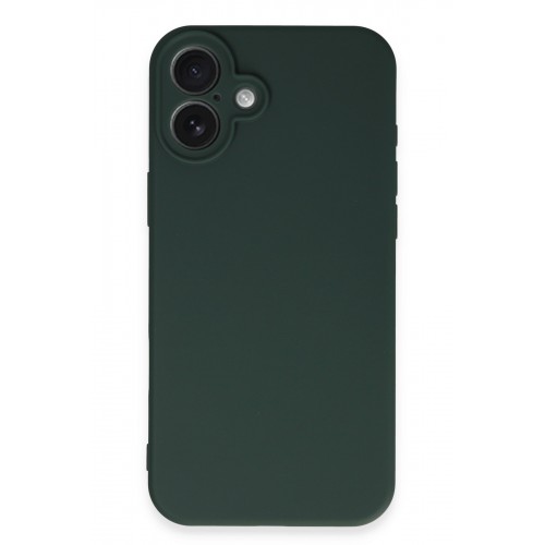Newface iPhone 16 Plus Kılıf Nano içi Kadife Silikon - Koyu Yeşil