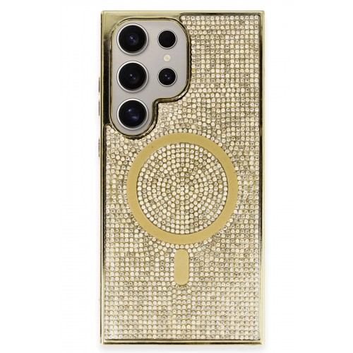 Newface Samsung Galaxy S23 Ultra Kılıf Diamond Magsafe Kapak - Gold