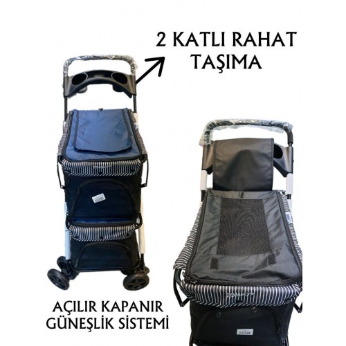 Tommy İki Katlı Evcil Hayvan Arabası 85x51x100cm Lacivert Max 10 10 Kg Tommy İki Katlı Evcil Hayvan Arabası 85x51x100cm Lacivert Max 10 10 Kg