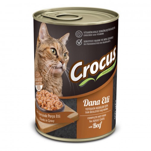 CROCUS YETIŞKIN KEDI DANA ETLI YAŞ MAMA 400 GR X 6 ADET