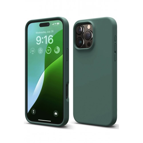 Newface iPhone 16 Pro Max Kılıf Nano içi Kadife Silikon - Koyu Yeşil