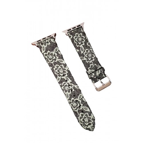 Newface Apple Watch 41mm Creeper Desenli Kordon - Siyah Newface Apple Watch 41mm Creeper Desenli Kordon - Siyah