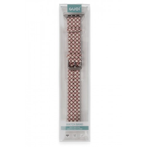 Newface Apple Watch 45mm Karo Motif Kordon - Pembe Newface Apple Watch 45mm Karo Motif Kordon - Pembe