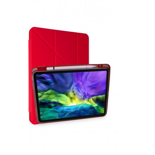 Newface iPad Pro 11 (2024) Kılıf Kalemlikli Mars Tablet Kılıfı - Kırmızı