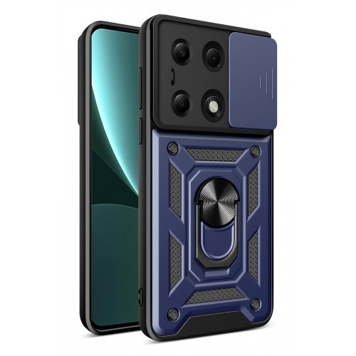 Newface Xiaomi Redmi Note 13 Pro 4G Kılıf Pars Lens Yüzüklü Silikon - Lacivert