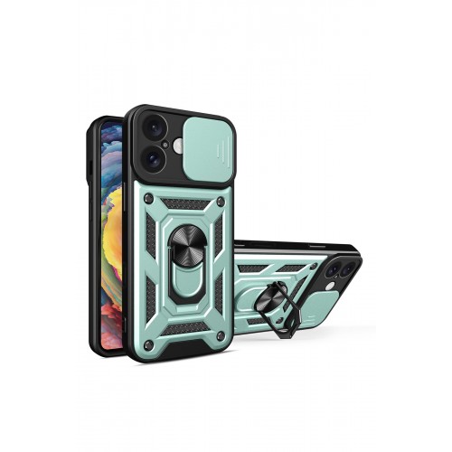 Newface iPhone 16 Kılıf Pars Lens Yüzüklü Silikon - Yeşil Newface iPhone 16 Kılıf Pars Lens Yüzüklü Silikon - Yeşil