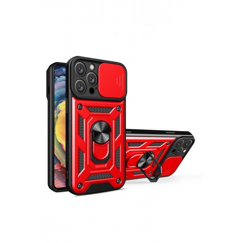 Newface iPhone 16 Pro Max Kılıf Pars Lens Yüzüklü Silikon - Kırmızı Newface iPhone 16 Pro Max Kılıf Pars Lens Yüzüklü Silikon - Kırmızı