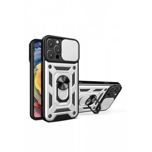 Newface iPhone 16 Pro Max Kılıf Pars Lens Yüzüklü Silikon - Gümüş Newface iPhone 16 Pro Max Kılıf Pars Lens Yüzüklü Silikon - Gümüş