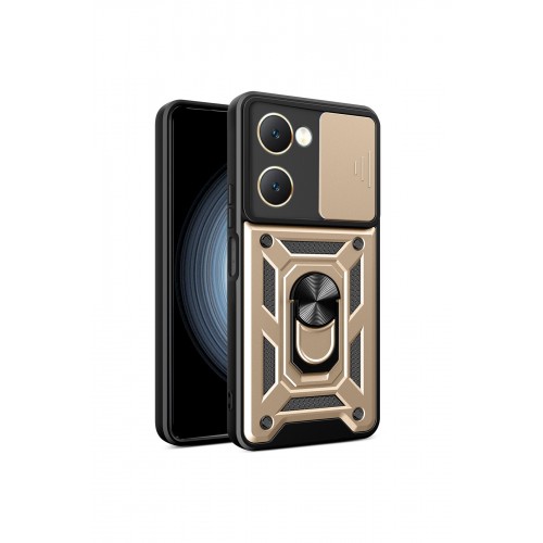 Newface Vivo Y18 Kılıf Pars Lens Yüzüklü Silikon - Gold Newface Vivo Y18 Kılıf Pars Lens Yüzüklü Silikon - Gold