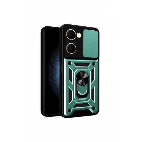 Newface Vivo Y18 Kılıf Pars Lens Yüzüklü Silikon - Yeşil Newface Vivo Y18 Kılıf Pars Lens Yüzüklü Silikon - Yeşil