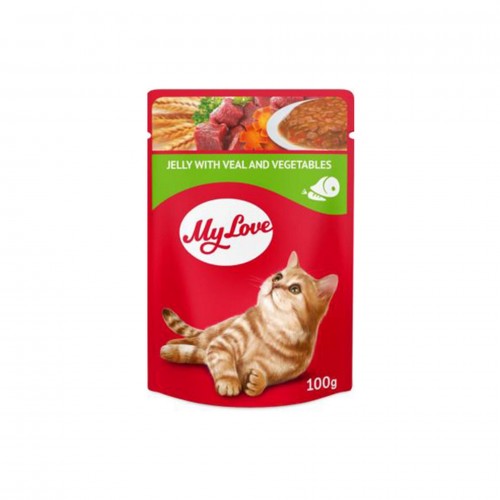 MY LOVE JÖLE İÇINDE DANA ETLI VE SEBZELI POUCH KEDI MAMASI 100 GR X 6 ADET