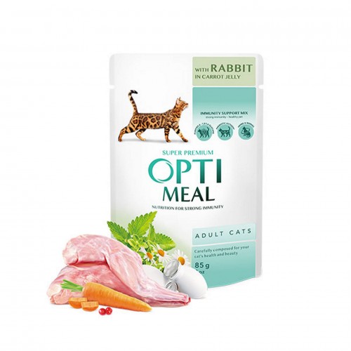 OPTIMEAL HAVUÇ JÖLELI TAVŞANLI YAŞ KEDI MAMASI 85 GR X 6 ADET OPTIMEAL HAVUÇ JÖLELI TAVŞANLI YAŞ KEDI MAMASI 85 GR X 6 ADET