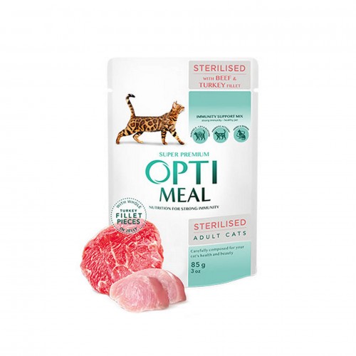 OPTIMEAL DANA-HINDI SOSLU TAHILSIZ YAŞ KISIR KEDI MAMASI 85 GR X 6 ADET