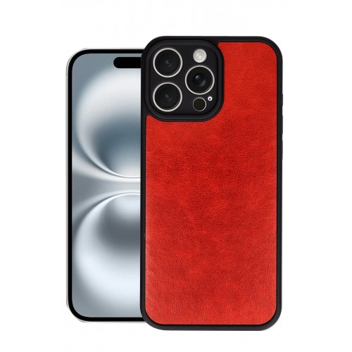 Newface iPhone 16 Pro Kılıf Aras Deri Kapak - Kırmızı
