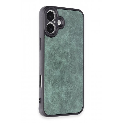 Newface iPhone 16 Plus Kılıf Aras Deri Kapak - Koyu Yeşil Newface iPhone 16 Plus Kılıf Aras Deri Kapak - Koyu Yeşil