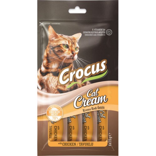 CROCUS TAVUKLU KREMA KEDI ÖDÜLÜ 4 X 15 GR X 5 ADET CROCUS TAVUKLU KREMA KEDI ÖDÜLÜ 4 X 15 GR X 5 ADET