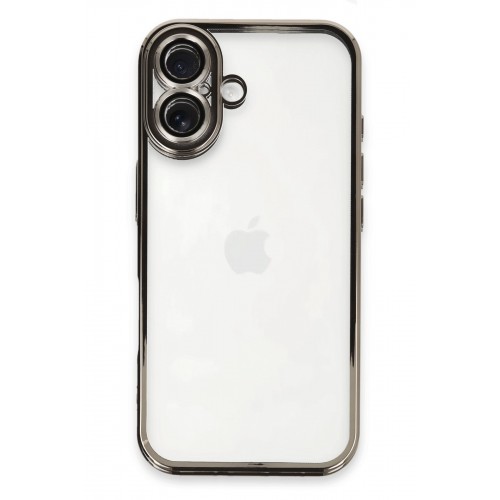 Newface iPhone 16 Plus Kılıf Razer Lensli Silikon - Titanyum Gri