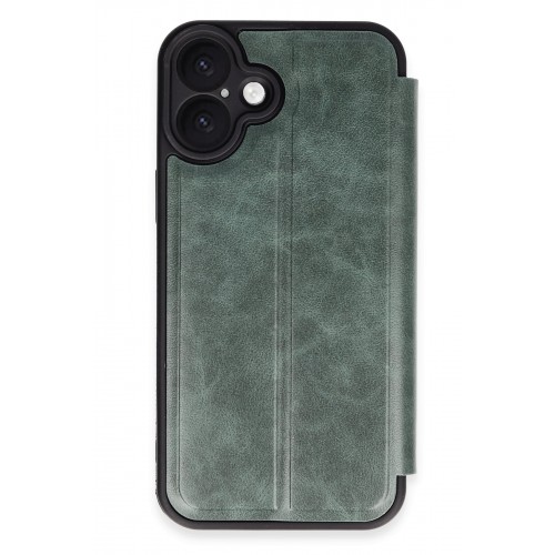 Newface iPhone 16 Plus Kılıf Flip Cover - Koyu Yeşil Newface iPhone 16 Plus Kılıf Flip Cover - Koyu Yeşil