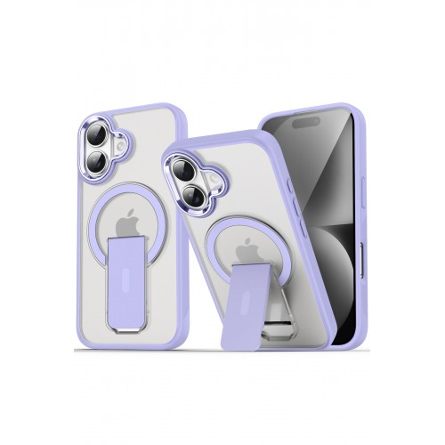 Newface iPhone 16 Plus Kılıf Tork Magsafe Standlı Kapak - Lila