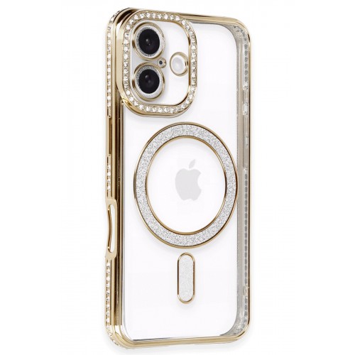 Newface iPhone 16 Plus Kılıf Joke Simli Magneticsafe Kılıf - Gold Newface iPhone 16 Plus Kılıf Joke Simli Magneticsafe Kılıf - Gold