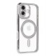 Newface iPhone 16 Plus Kılıf Joke Simli Magneticsafe Kılıf - Gümüş