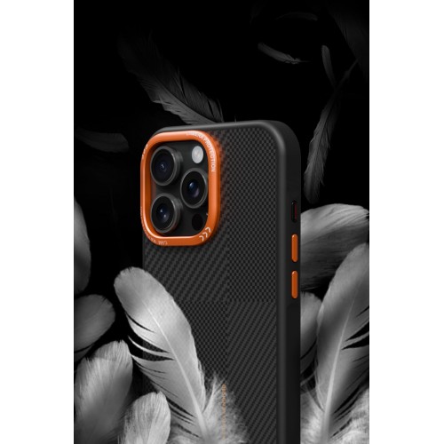 Joko iPhone 14 Pro Max Orange Karbon Magsafe Kapak - Gri Joko iPhone 14 Pro Max Orange Karbon Magsafe Kapak - Gri