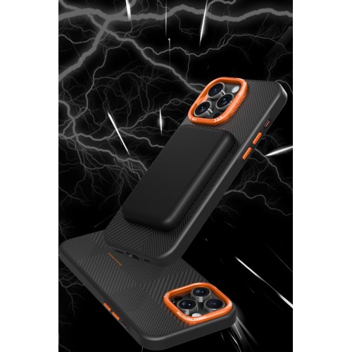 Joko iPhone 14 Pro Max Orange Karbon Magsafe Kapak - Turuncu Joko iPhone 14 Pro Max Orange Karbon Magsafe Kapak - Turuncu