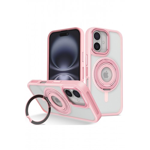Joko iPhone 16 Banza Magsafe Standlı Kapak - Pembe Joko iPhone 16 Banza Magsafe Standlı Kapak - Pembe