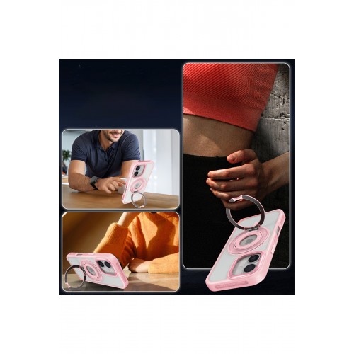 Joko iPhone 16 Banza Magsafe Standlı Kapak - Pembe Joko iPhone 16 Banza Magsafe Standlı Kapak - Pembe