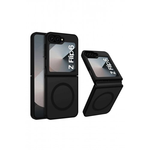Newface Samsung Galaxy Z Flip 6 Kılıf Blur Fold Magsafe Kapak - Siyah