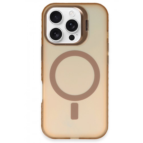Newface iPhone 16 Pro Kılıf Primera Magsafe Standlı Kapak - Gold Newface iPhone 16 Pro Kılıf Primera Magsafe Standlı Kapak - Gold