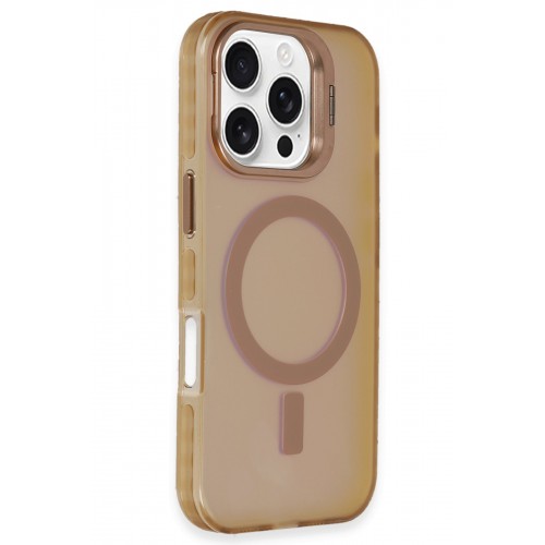 Newface iPhone 16 Pro Kılıf Primera Magsafe Standlı Kapak - Gold Newface iPhone 16 Pro Kılıf Primera Magsafe Standlı Kapak - Gold