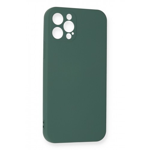 Newface iPhone 12 Pro Kılıf Nano içi Kadife Silikon - Koyu Yeşil Newface iPhone 12 Pro Kılıf Nano içi Kadife Silikon - Koyu Yeşil