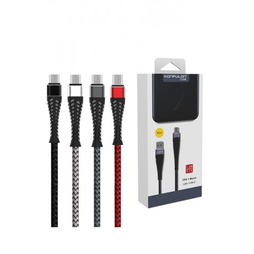 Konfulon S61 Micro USB Kablo 1.2M 3.1A - Kırmızı Konfulon S61 Micro USB Kablo 1.2M 3.1A - Kırmızı