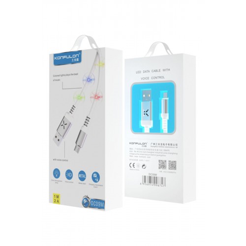 Konfulon DC09 Ses Duyarlı Işıklı Micro USB Kablo 1M 2A - Siyah Konfulon DC09 Ses Duyarlı Işıklı Micro USB Kablo 1M 2A - Siyah