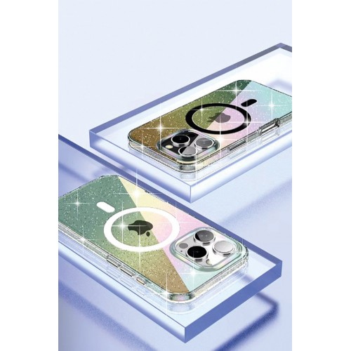 Joko iPhone 15 Pro Rasasi Simli Magsafe Kapak - Şeffaf Joko iPhone 15 Pro Rasasi Simli Magsafe Kapak - Şeffaf