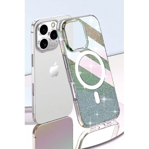 Joko iPhone 16 Pro Rasasi Simli Magsafe Kapak - Şeffaf Joko iPhone 16 Pro Rasasi Simli Magsafe Kapak - Şeffaf