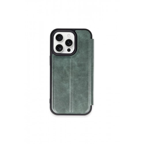 Newface iPhone 15 Pro Max Kılıf Flip Cover - Koyu Yeşil Newface iPhone 15 Pro Max Kılıf Flip Cover - Koyu Yeşil