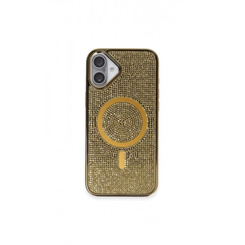 Newface iPhone 16 Kılıf Diamond Magsafe Kapak - Gold