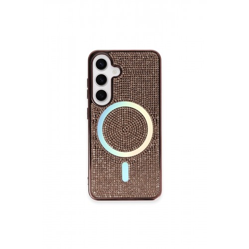 Newface Samsung Galaxy S24 Kılıf Diamond Magsafe Kapak - Pembe