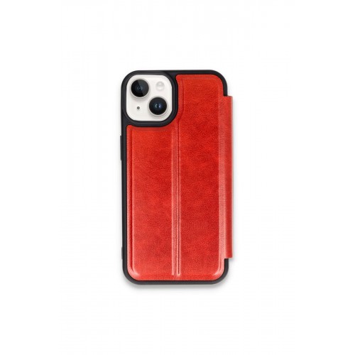 Newface iPhone 15 Kılıf Flip Cover - Kırmızı